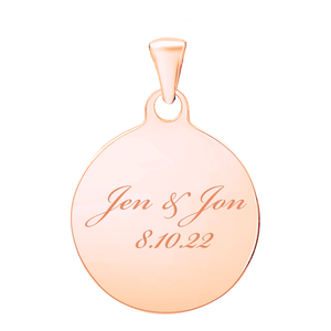 Sterling Silver 18K Pink Gold Finish Round Disc Charm With Optional Engraving (.030" thickness)