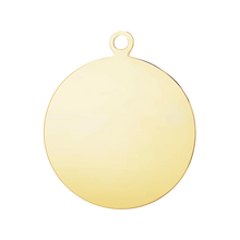 Load image into Gallery viewer, 14K Yellow Gold Round Disc Charm with Jump Ring with Optional Engraving (.025&quot; thickness)
