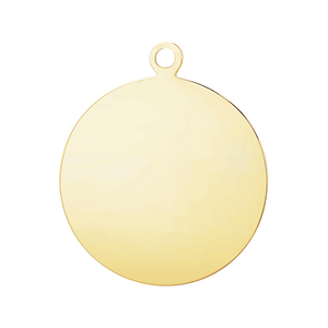 14K Yellow Gold Round Disc Charm with Jump Ring with Optional Engraving (.025" thickness)
