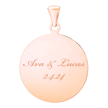 Load image into Gallery viewer, Sterling Silver 18K Pink Gold Finish Round Disc Charm With Optional Engraving (.030&quot; thickness)
