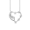 Heart with Mother and Fetus Necklace with Cubic Zirconia in Sterling Silver (23 x 23mm)