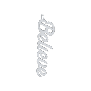 Believe Name Plate Charm in Sterling Silver