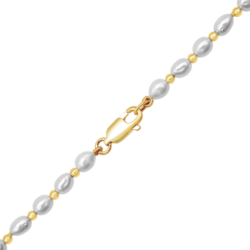 Organic Freshwater Pearl Beaded Necklace in Gold-Filled
