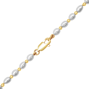 Organic Freshwater Pearl Beaded Necklace in 14K Yellow Gold