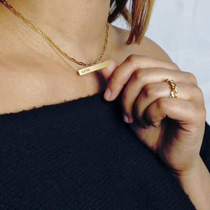 Bar Necklace with Engraving in 14K Yellow Gold (18" Chain)