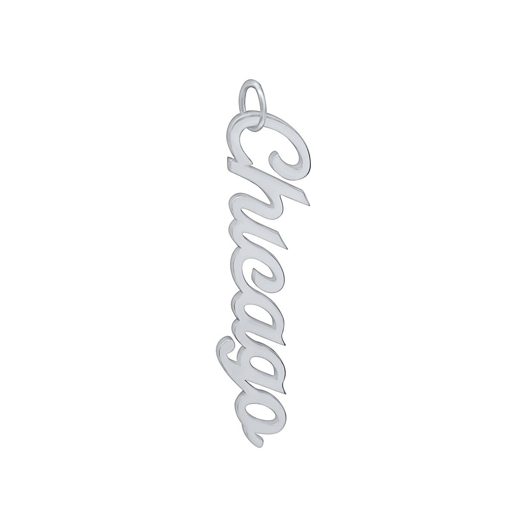 Chicago Name Plate Charm in Sterling Silver