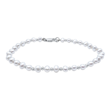 Load image into Gallery viewer, Organic Freshwater Pearl Beaded Anklet in 14K White Gold
