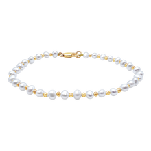 Load image into Gallery viewer, Organic Freshwater Pearl Beaded Anklet in Gold-Filled

