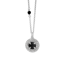 Load image into Gallery viewer, Cross Disk Necklace with Cubic Zirconia in Sterling Silver (14 x 14mm)

