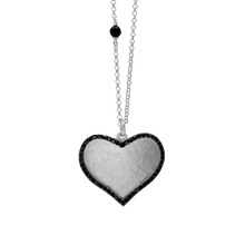 Load image into Gallery viewer, Large Heart Disk Necklace with Cubic Zirconia in Sterling Silver (25 x 25mm)
