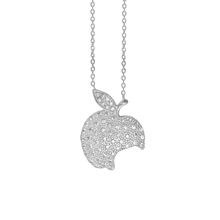 Load image into Gallery viewer, Big Apple with Bite Necklace in Sterling Silver (23 x 17mm)
