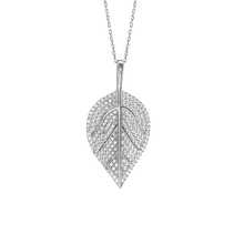 Load image into Gallery viewer, Diamond Leaf Necklace in Sterling Silver (37 x 19mm)
