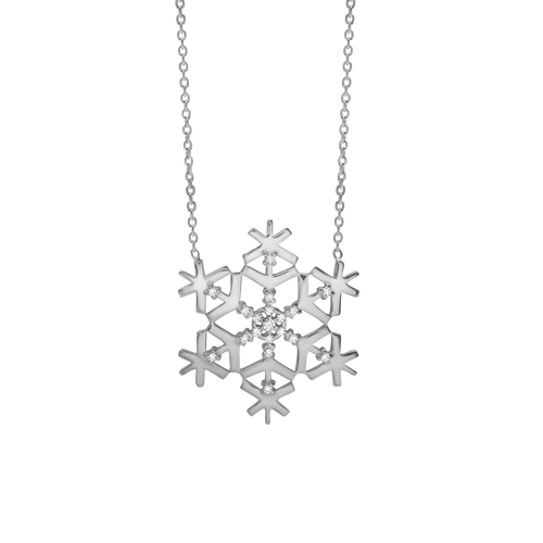 6 Point Snowflake Necklace in Sterling Silver (24 x 24mm)