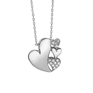 4 Hearts Necklace in Sterling Silver (16 x 15mm)