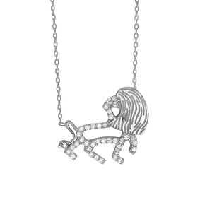 Leo Necklace with Cubic Zirconia in Sterling Silver (15 x 22mm)