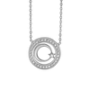 Encircled Moon and Star Necklace with Cubic Zirconia in Sterling Silver (15 x 15mm)