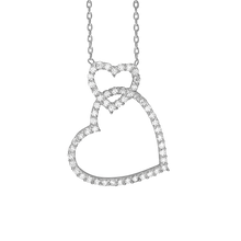 Load image into Gallery viewer, Intertwined Hearts Necklace with Cubic Zirconia in Sterling Silver (24 x 18mm)
