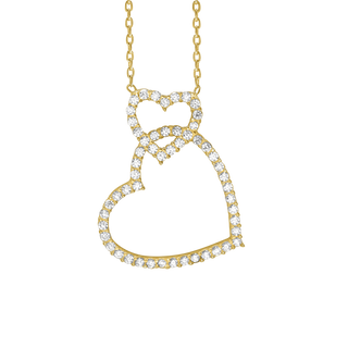 Intertwined Hearts Necklace with Cubic Zirconia in Sterling Silver (24 x 18mm)