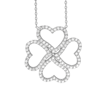 Load image into Gallery viewer, Clover of Hearts Necklace with Cubic Zirconia in Sterling Silver (25 x 25mm)
