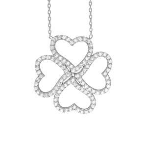 Four Heart Clover Necklace in Sterling Silver (25 x 25mm)