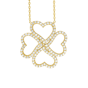 Clover of Hearts Necklace with Cubic Zirconia in Sterling Silver (25 x 25mm)