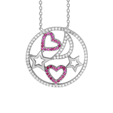 Load image into Gallery viewer, Heart, Moon &amp; Stars Necklace in Sterling Silver (25 x 25mm)
