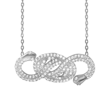 Load image into Gallery viewer, Double Headed Snake Necklace in Sterling Silver (28 x 12mm)

