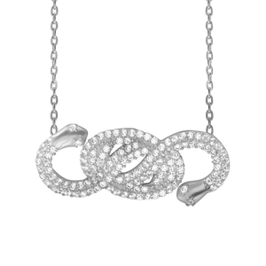 Double Headed Snake Necklace in Sterling Silver (28 x 12mm)