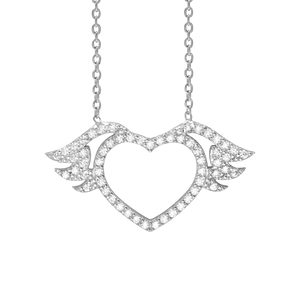 Winged Heart Necklace in Sterling Silver (16 x 29mm)