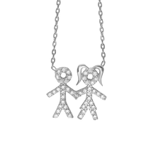 Load image into Gallery viewer, Boy &amp; Girl Necklace in Sterling Silver (14 x 14mm)
