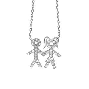 Boy & Girl Necklace in Sterling Silver (14 x 14mm)
