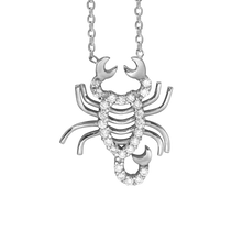 Load image into Gallery viewer, Scorpio Necklace with Cubic Zirconia in Sterling Silver (18 x 15mm)
