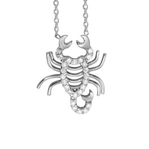 Scorpio Necklace with Cubic Zirconia in Sterling Silver (18 x 15mm)