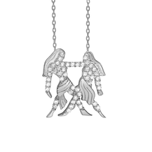 Load image into Gallery viewer, Gemini Necklace with Cubic Zirconia in Sterling Silver (19 x 16mm)
