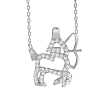 Load image into Gallery viewer, Sagittarius Necklace with Cubic Zirconia in Sterling Silver (18 x 17mm)
