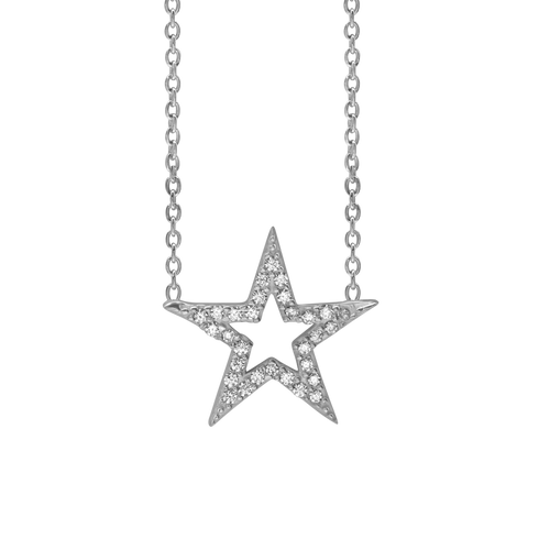 Open Star Necklace in Sterling Silver (16 x 17mm)
