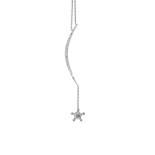 Moon & Shooting Star Necklace in Sterling Silver (73 x 2mm)