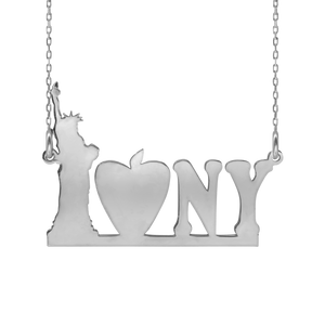 I Heart NY Necklace in Sterling Silver (31 x 22mm)