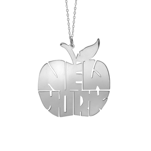 New York Big Apple Necklace in Sterling Silver (30 x 27mm)