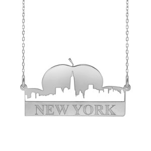Big Apple New York Necklace in Sterling Silver (32 x 16mm)