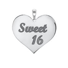 Load image into Gallery viewer, Sweet Sixteen Heart  Disc Script Charm (27 x 28mm)
