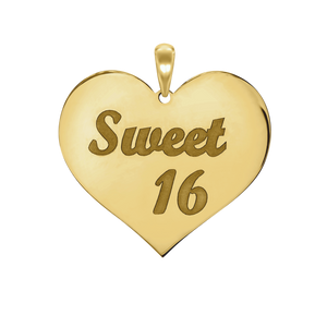 Sweet Sixteen Heart  Disc Script Charm (27 x 28mm)