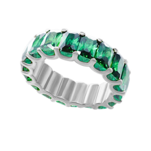 Load image into Gallery viewer, Big City Baguette Eternity Bands with Green Stones
