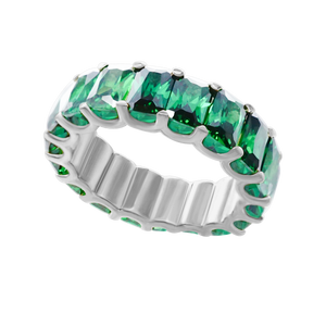 Big City Baguette Eternity Bands with Green Stones