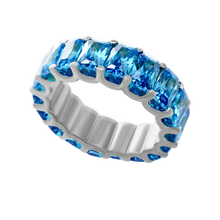 Load image into Gallery viewer, Big City Baguette Eternity Bands with Light Blue Stones
