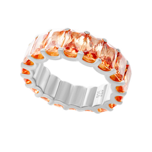 Load image into Gallery viewer, Big City Baguette Eternity Bands with Orange Stones
