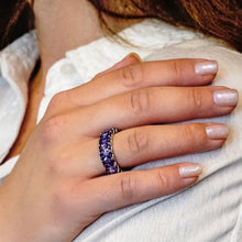 Load image into Gallery viewer, Big City Baguette Eternity Bands with Purple Stones
