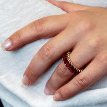 Load image into Gallery viewer, Big City Baguette Eternity Bands with Red Stones

