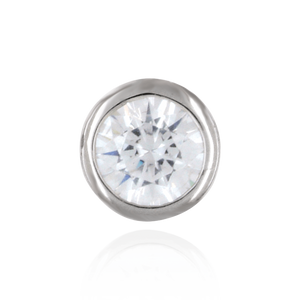 Sterling Silver ITI NYC Round Bezel Earrings with CZ in Sterling Silver