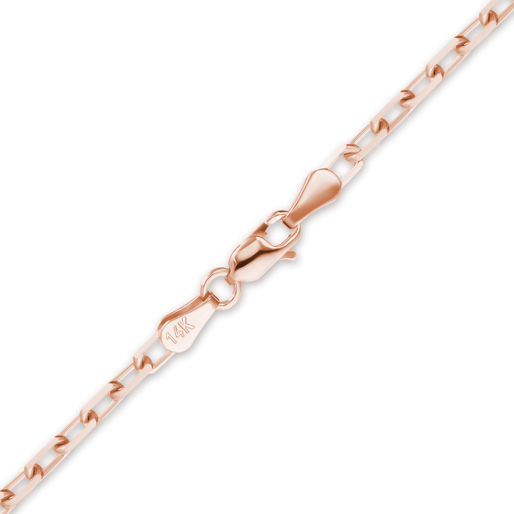 Essex St. Elongated Cable Anklet in 14K Rose Gold